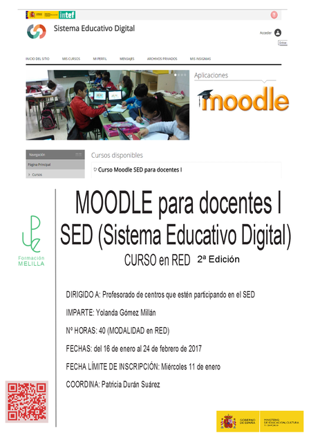 Nuevo curso: Moodle para docentes I (SED). Segunda edición