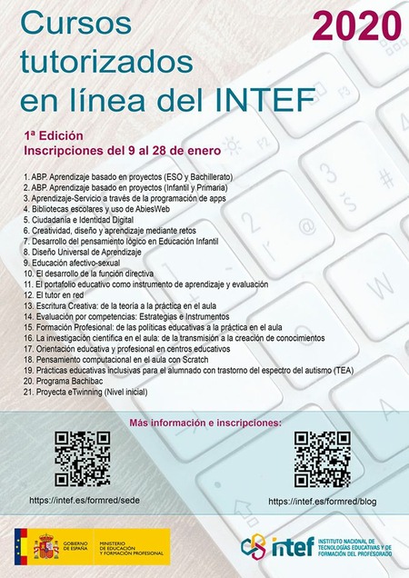 Cursos de formación en línea del INTEF  2020
